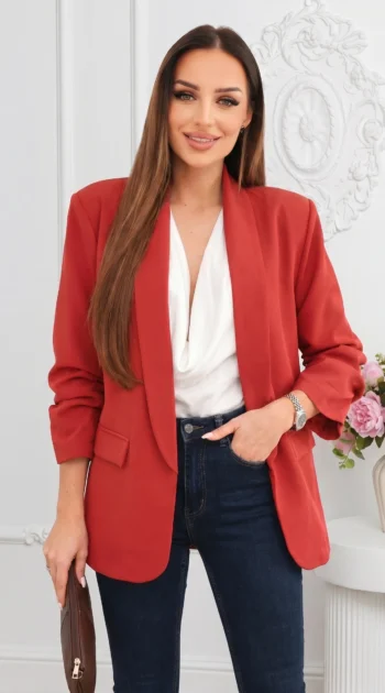 sacou-elegant-corai-cu-maneci-drapate-fancy