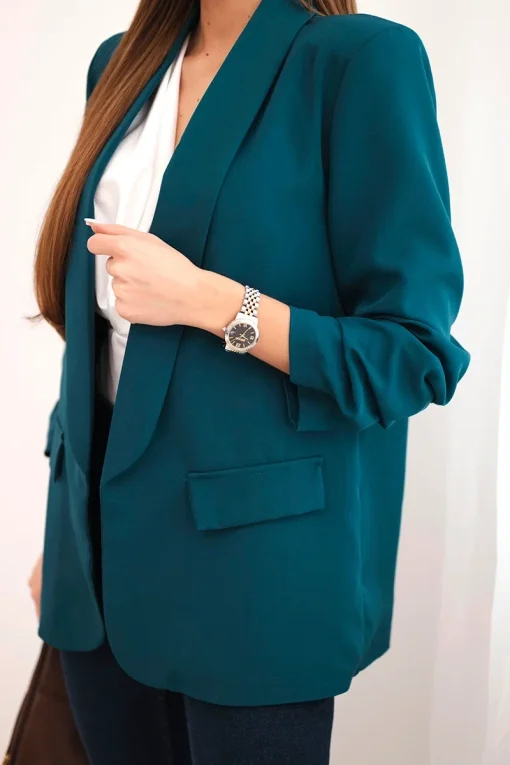 sacou-elegant-cu-maneci-drapate-albastru-azur-fancy