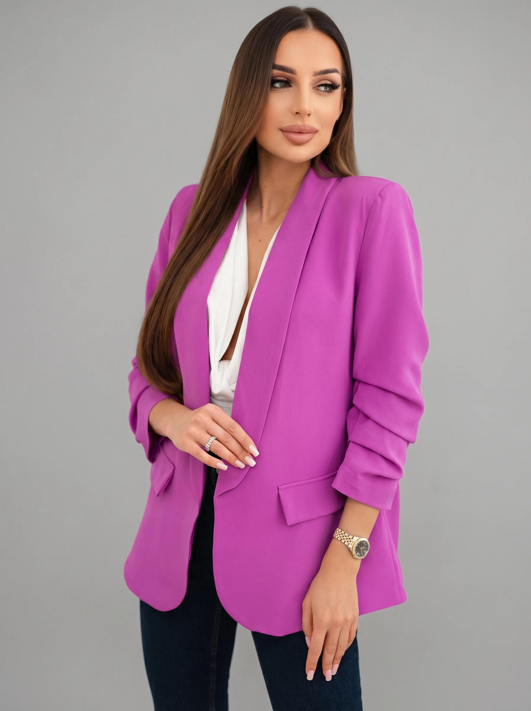 Sacou elegant cu maneci drapate ...