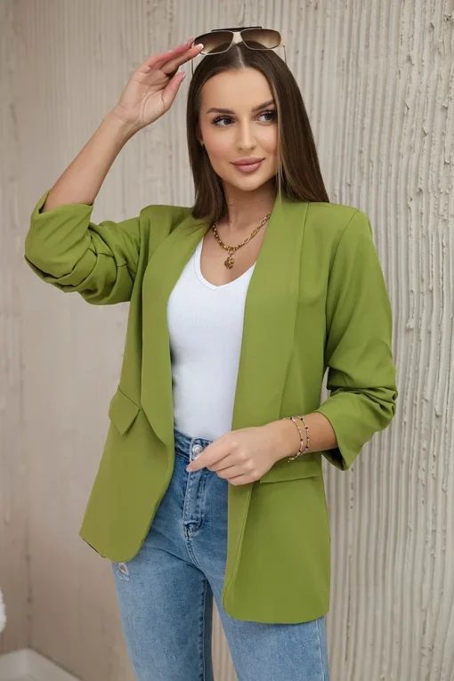 sacou-elegant-cu-maneci-drapate-fancy-verde