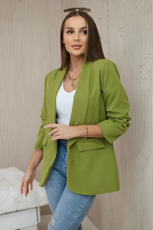 sacou-elegant-cu-maneci-drapate-fancy-verde