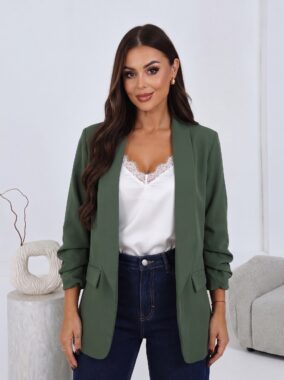 Sacou elegant cu maneci drapate kaki Fancy