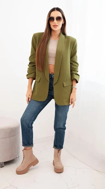 sacou-elegant-cu-maneci-drapate-verde-olive-fancy