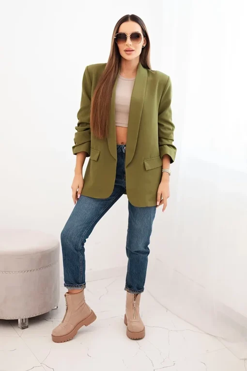 sacou-elegant-cu-maneci-drapate-verde-olive-fancy