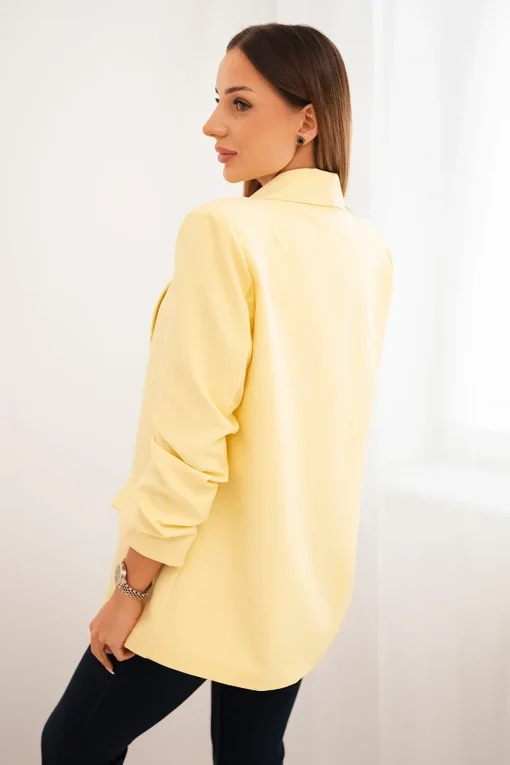 sacou-elegant-galben-vanilla-cu-maneci-drapate-fancy