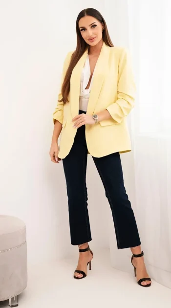 sacou-elegant-galben-vanilla-cu-maneci-drapate-fancy