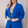 sacou-elegant-marime-mare-albastru-regal-cu-maneci-drapate-fancy
