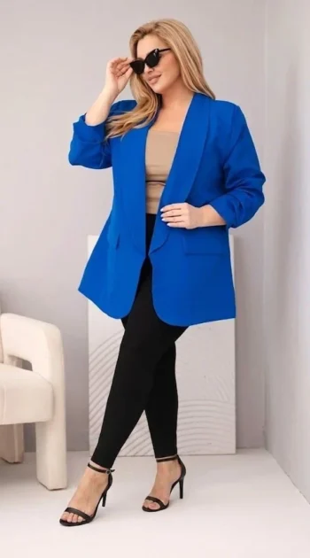 sacou-elegant-marime-mare-albastru-regal-cu-maneci-drapate-fancy