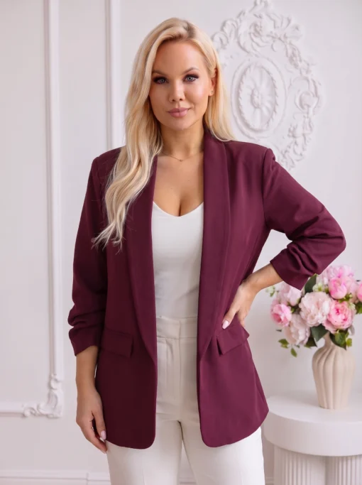 sacou-elegant-marime-mare-bordo-cu-maneci-drapate-fancy