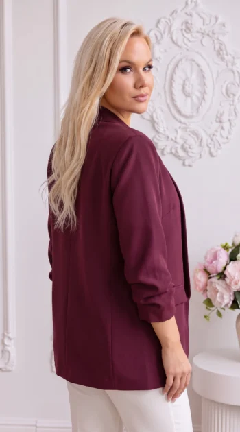 sacou-elegant-marime-mare-bordo-cu-maneci-drapate-fancy