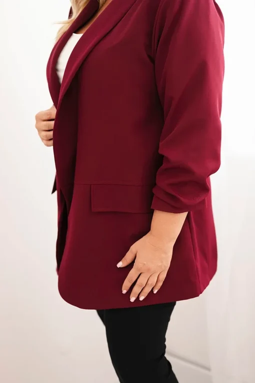 sacou-elegant-marime-mare-burgundy-cu-maneci-drapate