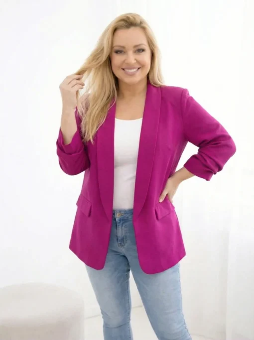 sacou-elegant-marime-mare-plum-cu-maneci-drapate-fancy