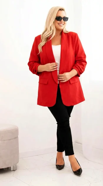 sacou-elegant-marime-mare-rosu-cu-maneci-drapate