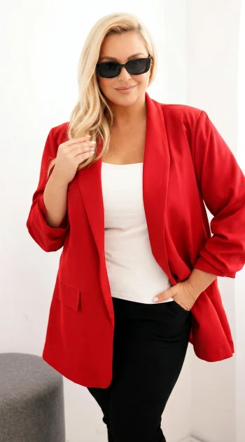 sacou-elegant-marime-mare-rosu-cu-maneci-drapate