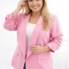 sacou-elegant-marime-mare-roz-cu-maneci-drapate-fancy