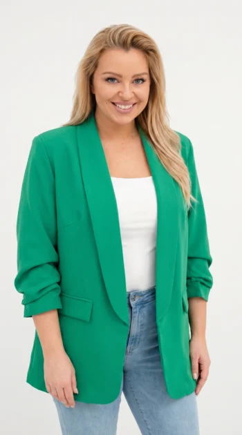 sacou-elegant-marime-mare-verde-cu-maneci-drapate-fancy