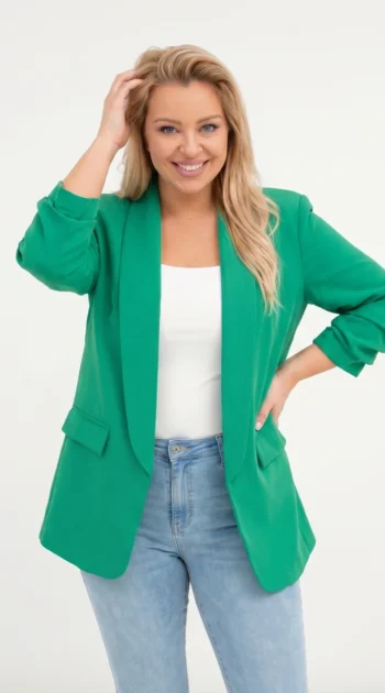 sacou-elegant-marime-mare-verde-cu-maneci-drapate-fancy