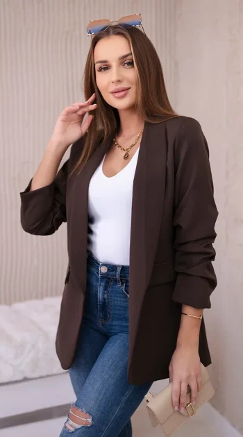 sacou-elegant-mocha-cu-maneci-drapate-fancy