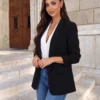 sacou-elegant-negru-cu-maneci-drapate-fancy