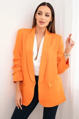 Sacou elegant portocaliu cu maneci drapate Fancy