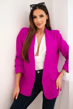 Sacou elegant violet cu maneci drapate Fancy