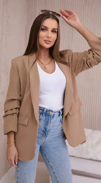 sacou-fancy-camel-elegant-cu-maneci-drapate