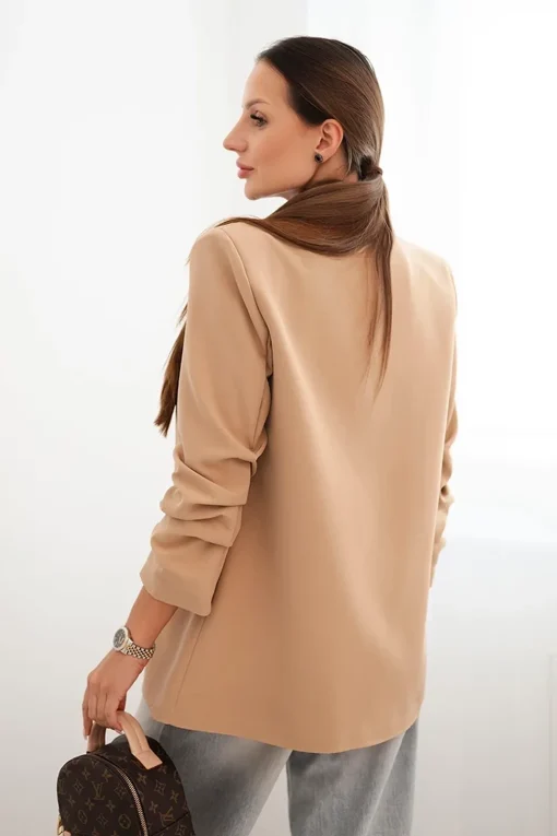 sacou-fancy-camel-elegant-cu-maneci-drapate