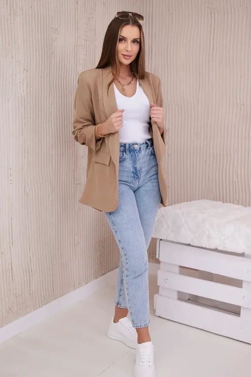 sacou-fancy-camel-elegant-cu-maneci-drapate