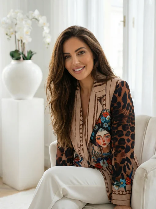 sacou-maro-cu-dungi-verticale-si-imprimeu-artistic-portret