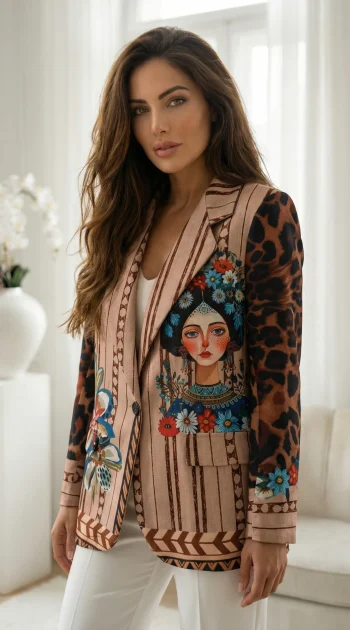 sacou-maro-cu-dungi-verticale-si-imprimeu-artistic-portret