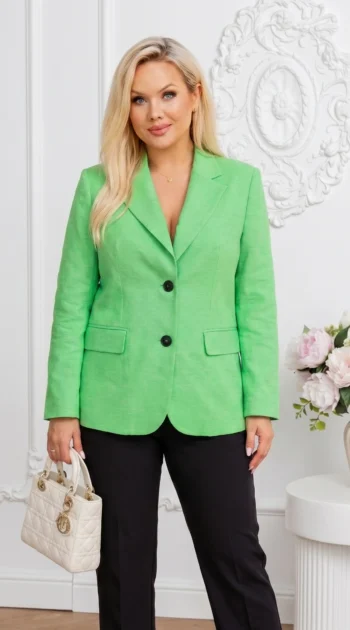 sacou-verde-cu-croiala-clasica-si-nasturi-negri-contrastanti