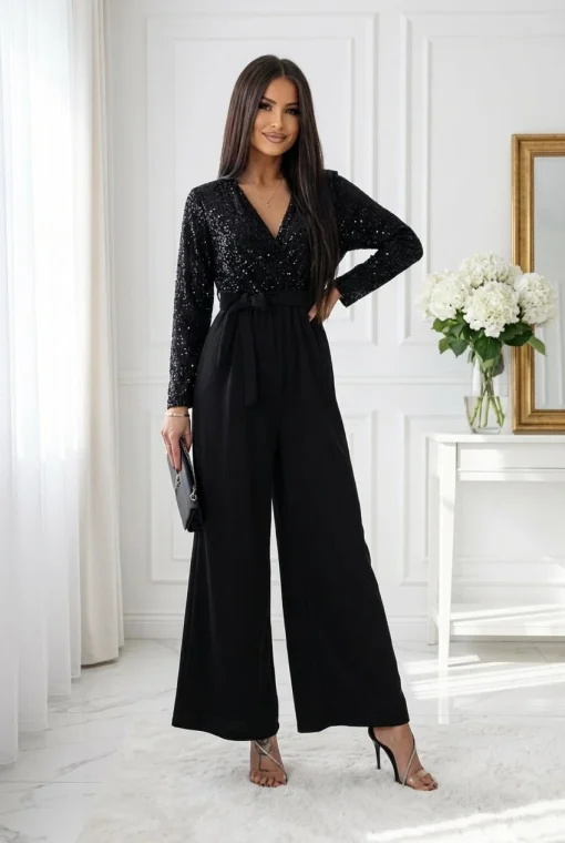 salopeta-eleganta-neagra-cu-paiete-si-pantaloni-largi