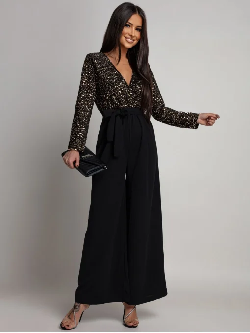 salopeta-neagra-eleganta-cu-paiete-si-pantaloni-largi