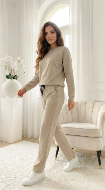 set-dama-casual-bej-cu-aplicatii-pietricele