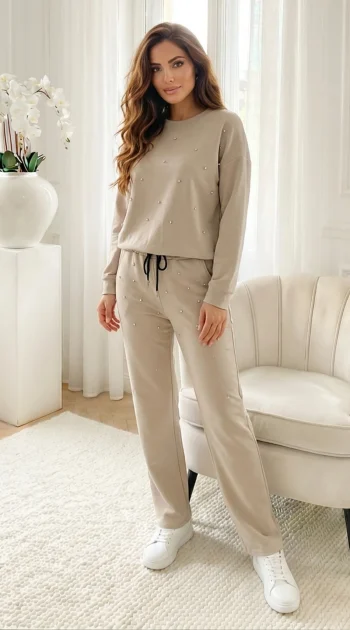 set-dama-casual-bej-cu-aplicatii-pietricele