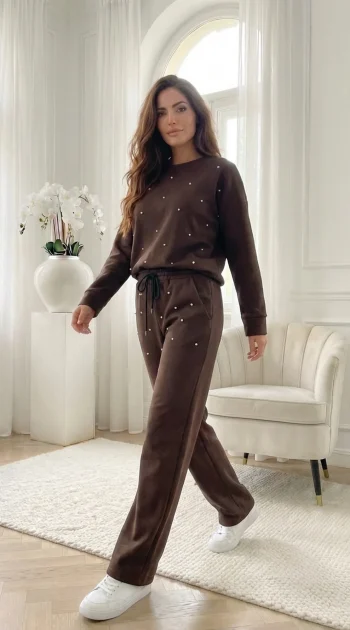 set-dama-casual-maro-cu-aplicatii-pietricele