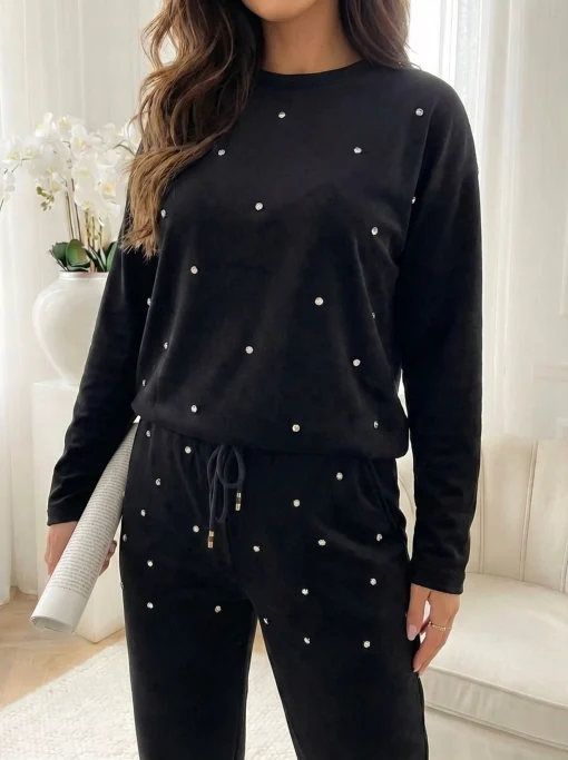 set-dama-casual-negru-cu-aplicatii-pietricele