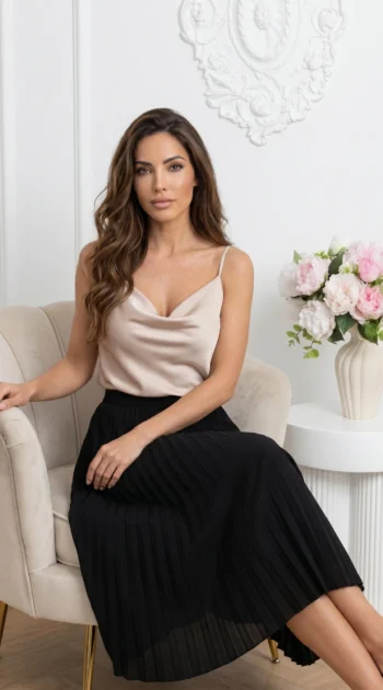 top-satinat-bej-cu-decolteu-drapat