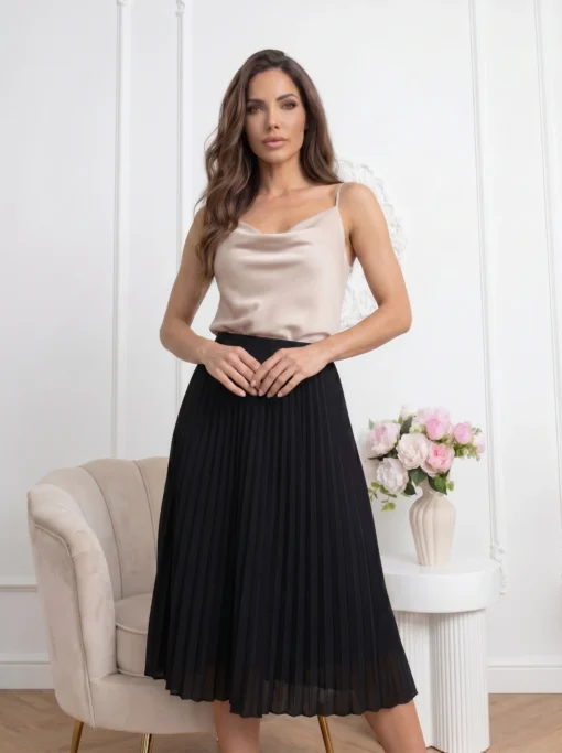 top-satinat-bej-cu-decolteu-drapat