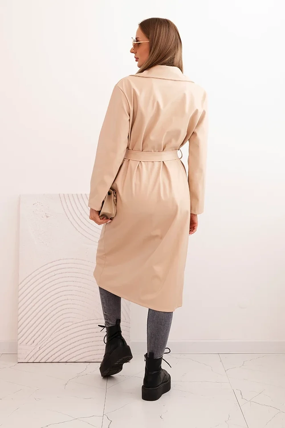 Trench bej din piele ecologica c... - 2 | YEO