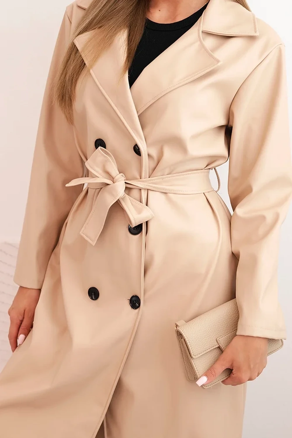 Trench bej din piele ecologica c... - 3 | YEO
