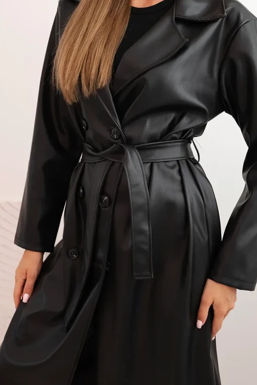 trench-negru-din-piele-ecologica-cu-cordon