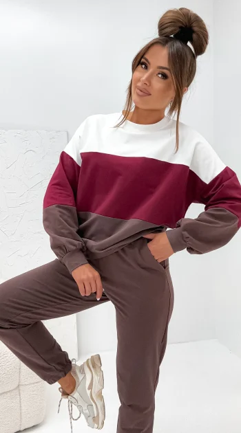 trening-casual-dama-in-trei-culori-alb-visiniu-si-maro