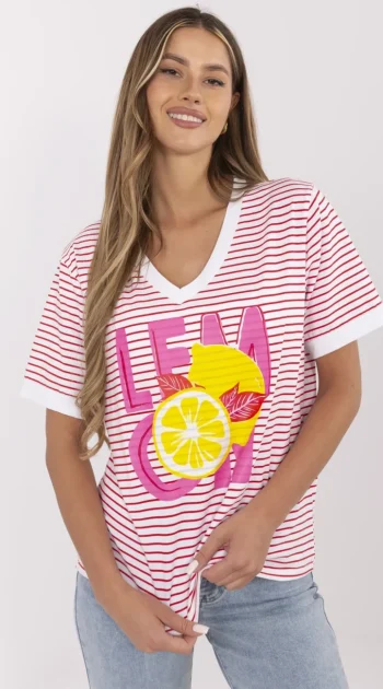 tricou-alb-cu-dungi-rosii-si-imprimeu-lemon