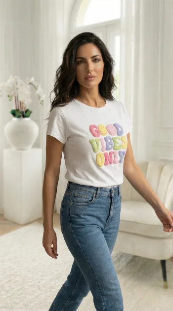 tricou-alb-good-vibes-only-cu-impriemeu-in-relief