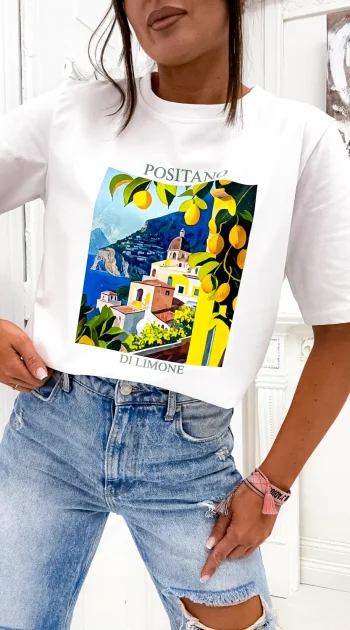 tricou-alb-oversized-cu-imprimeu-colorat-positano