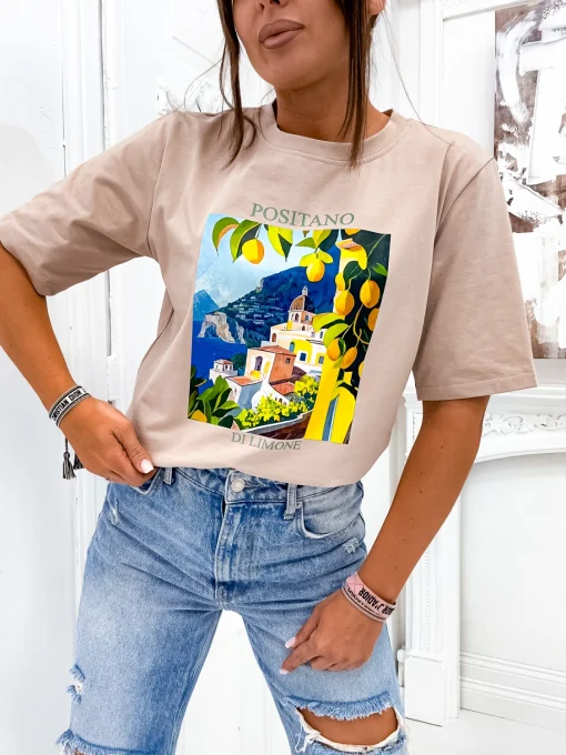 tricou-bej-oversized-cu-imprimeu-colorat-positano