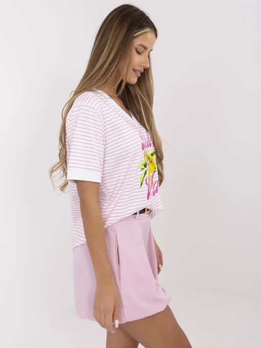 tricou-cu-dungi-roz-si-imprimeu-dolce-vita