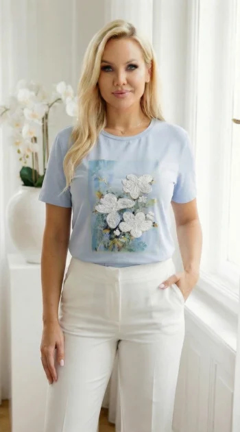 tricou-din-bumbac-bleu-cu-print-artistic-in-relief