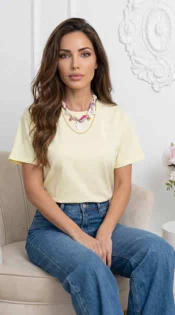 tricou-din-bumbac-cu-colier-statement-multicolor-alb